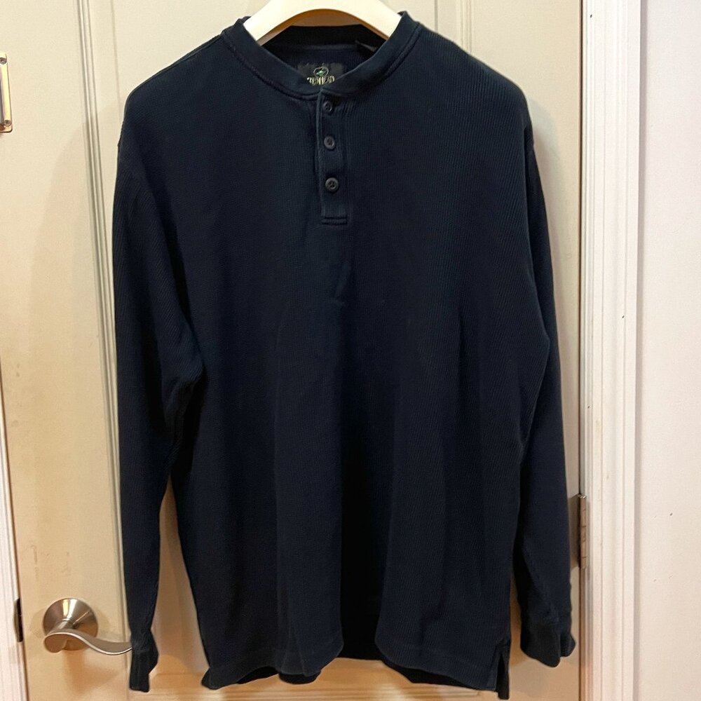 REDHEAD Men's Size XL 100% Cotton L/S Crew Neck Henley. Very Dark Blue